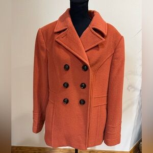 St. John's Bay Women's Double-Breasted Pea Coat in Rust